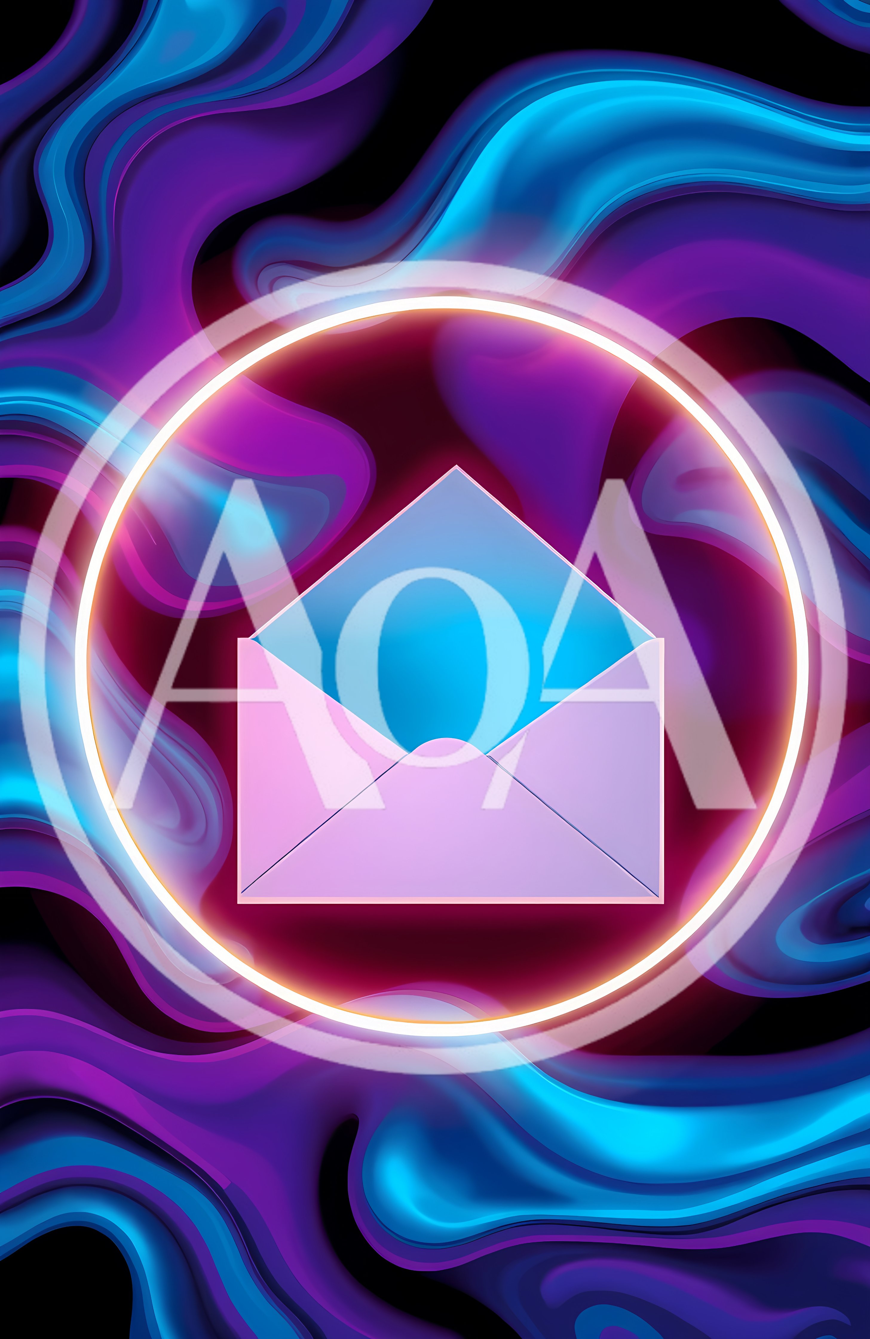 Open Envelope Icon Inside Glowing Neon Circle