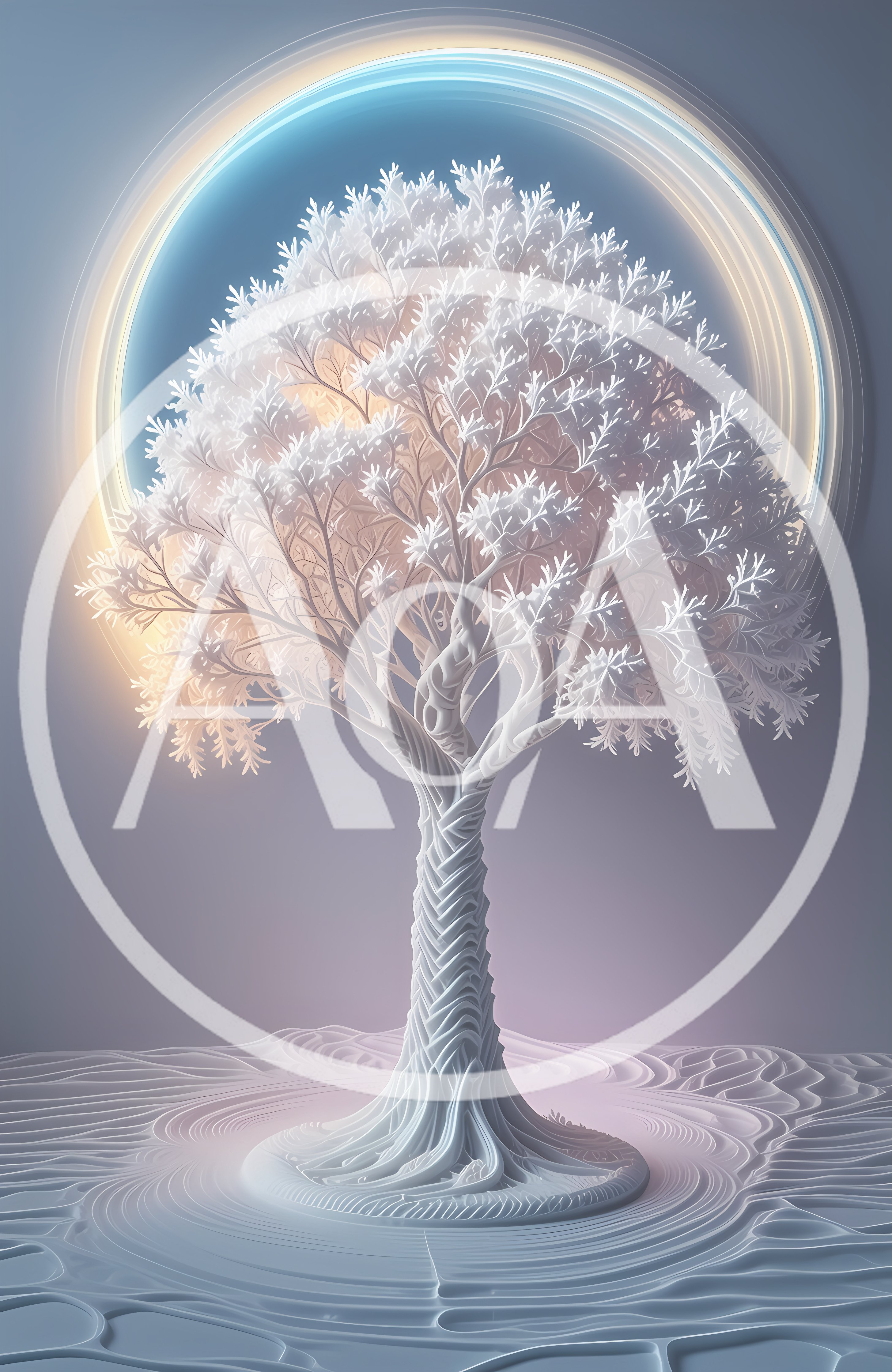 Surreal White Tree With Intricate Braided Trunk