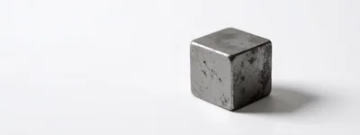 Single Weathered Metal Cube On White Background