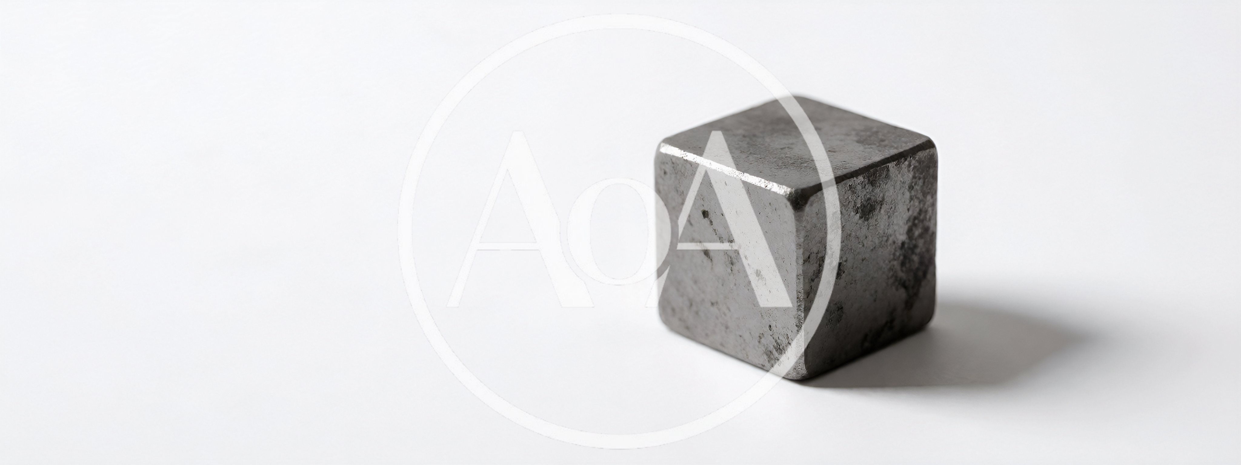 Single Weathered Metal Cube On White Background