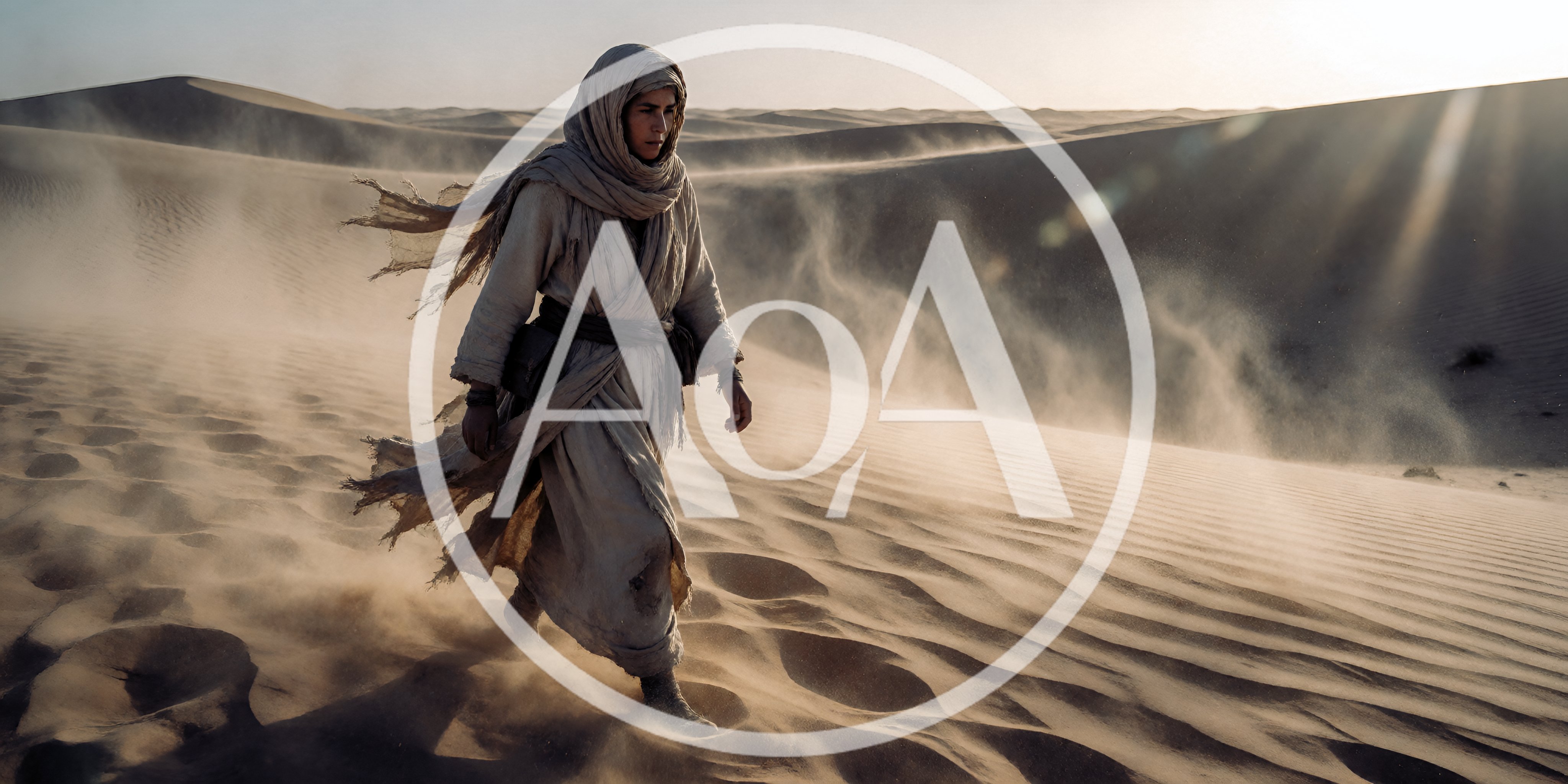 Lone Traveler Walking Through A Vast Desert Landscape