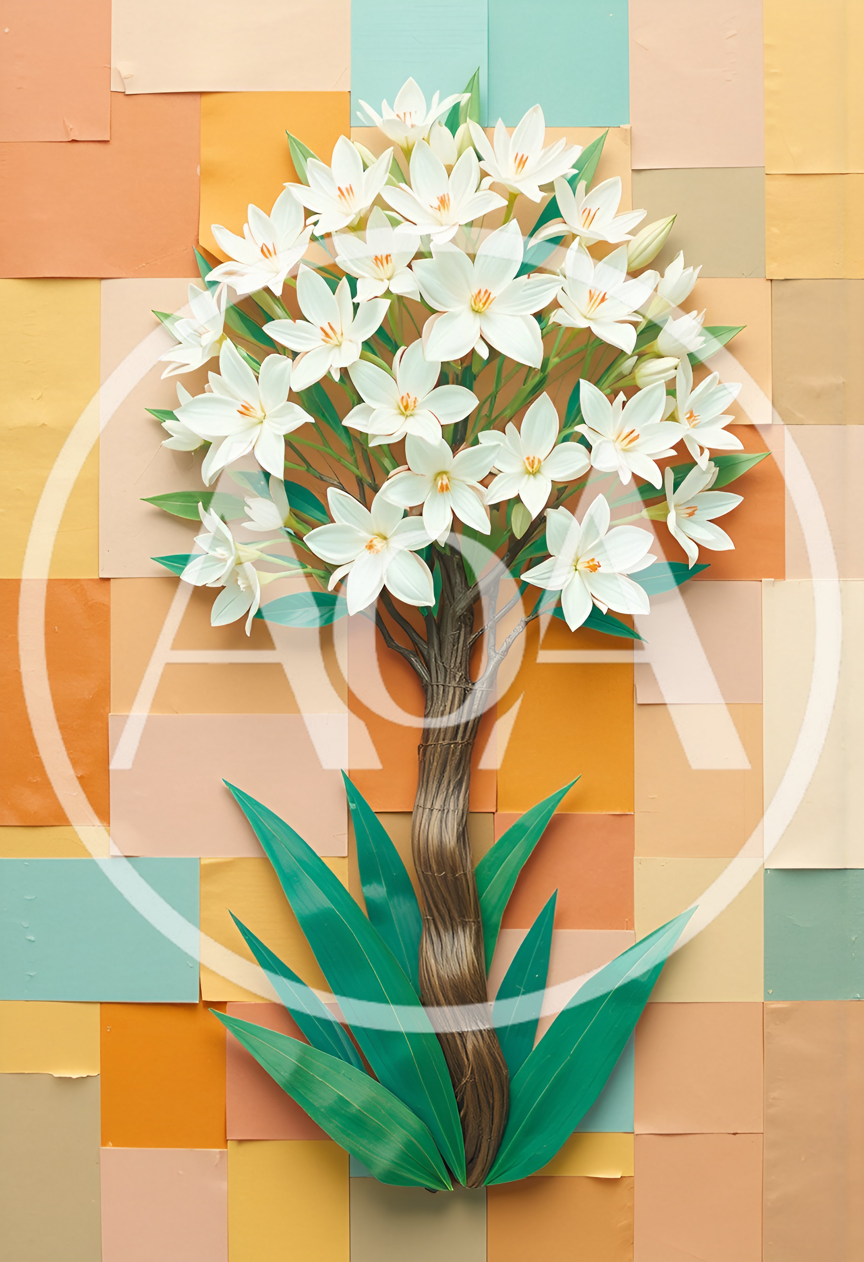 Paper Craft Lily Tree Wall Art