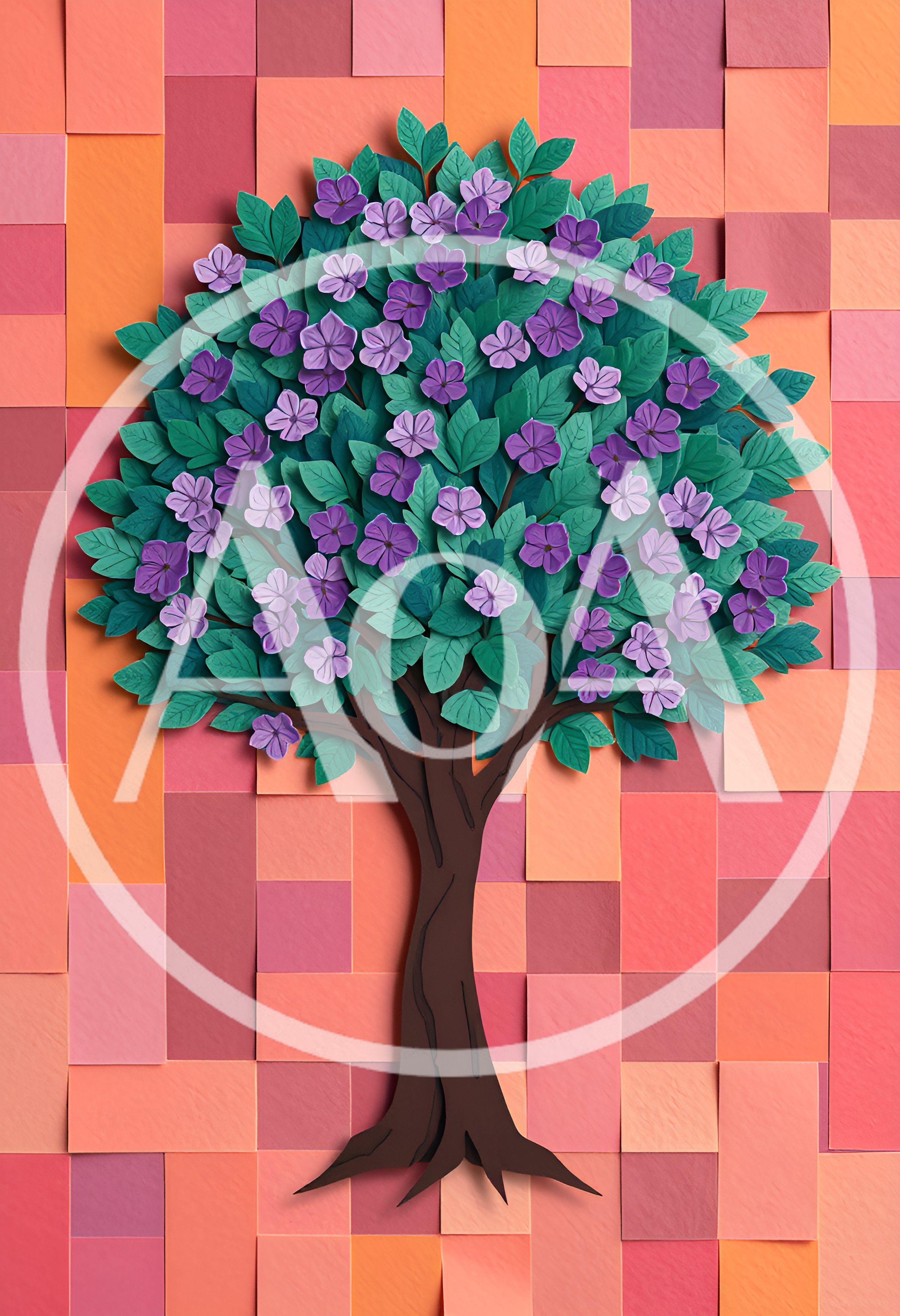 Paper Craft Tree With Purple Flowers
