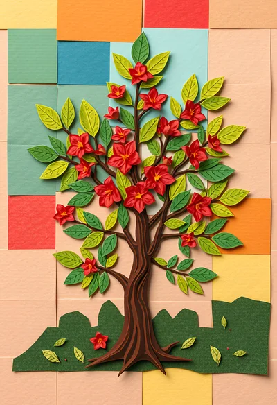 Paper Quilling Art Of A Flowering Tree