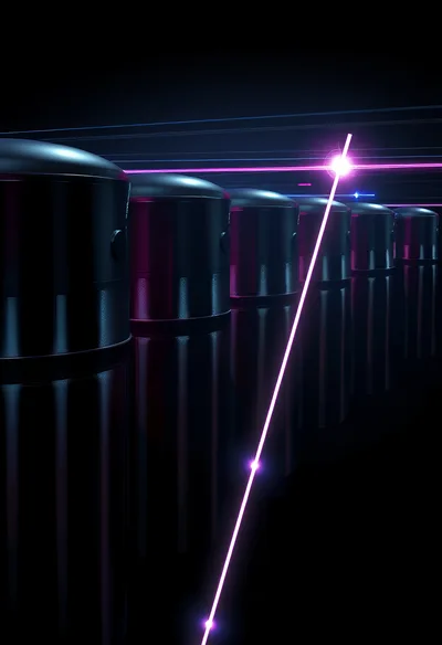 Futuristic Data Center With Glowing Laser Beams