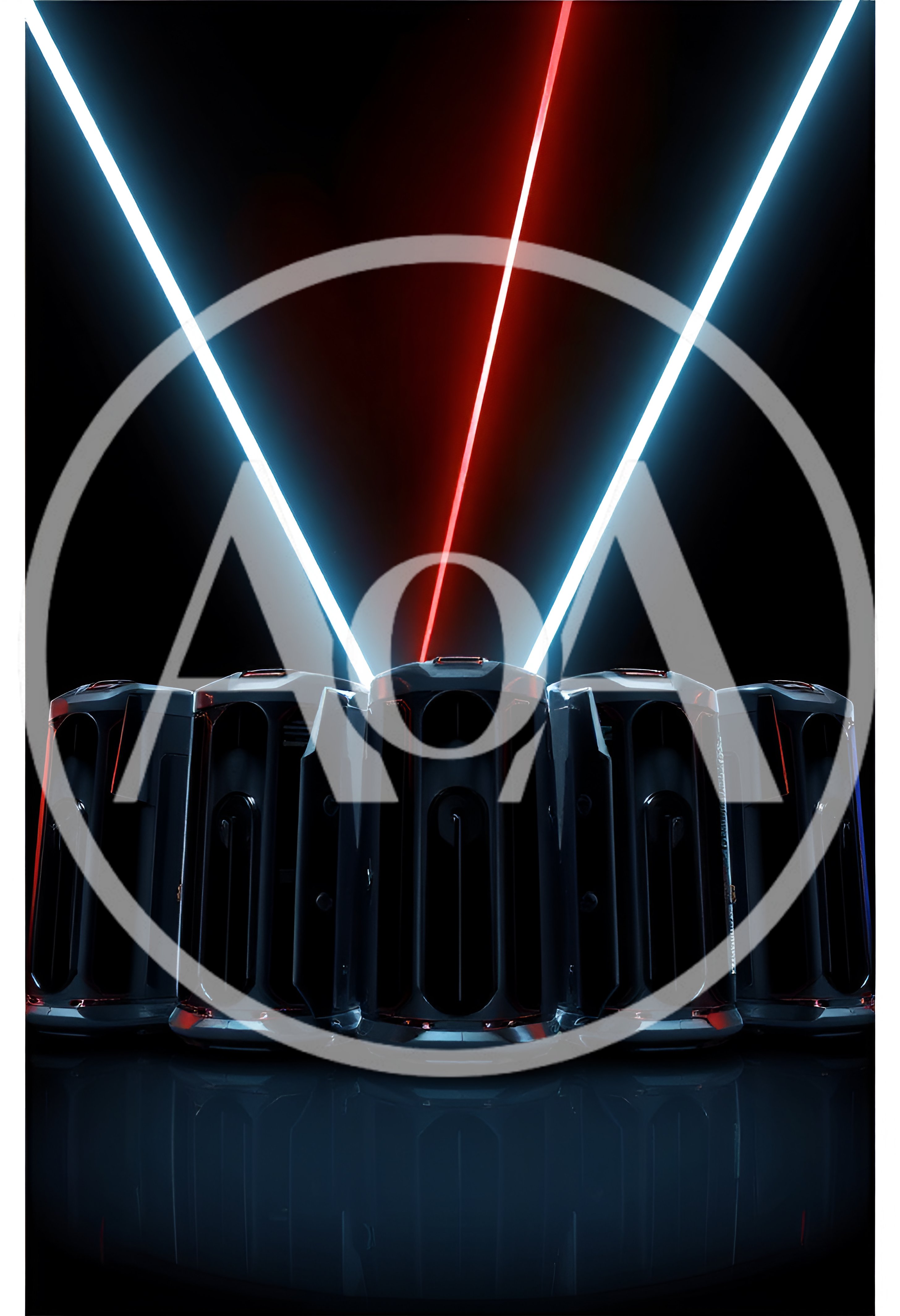 Futuristic Server Rack Array With Neon Laser Lighting
