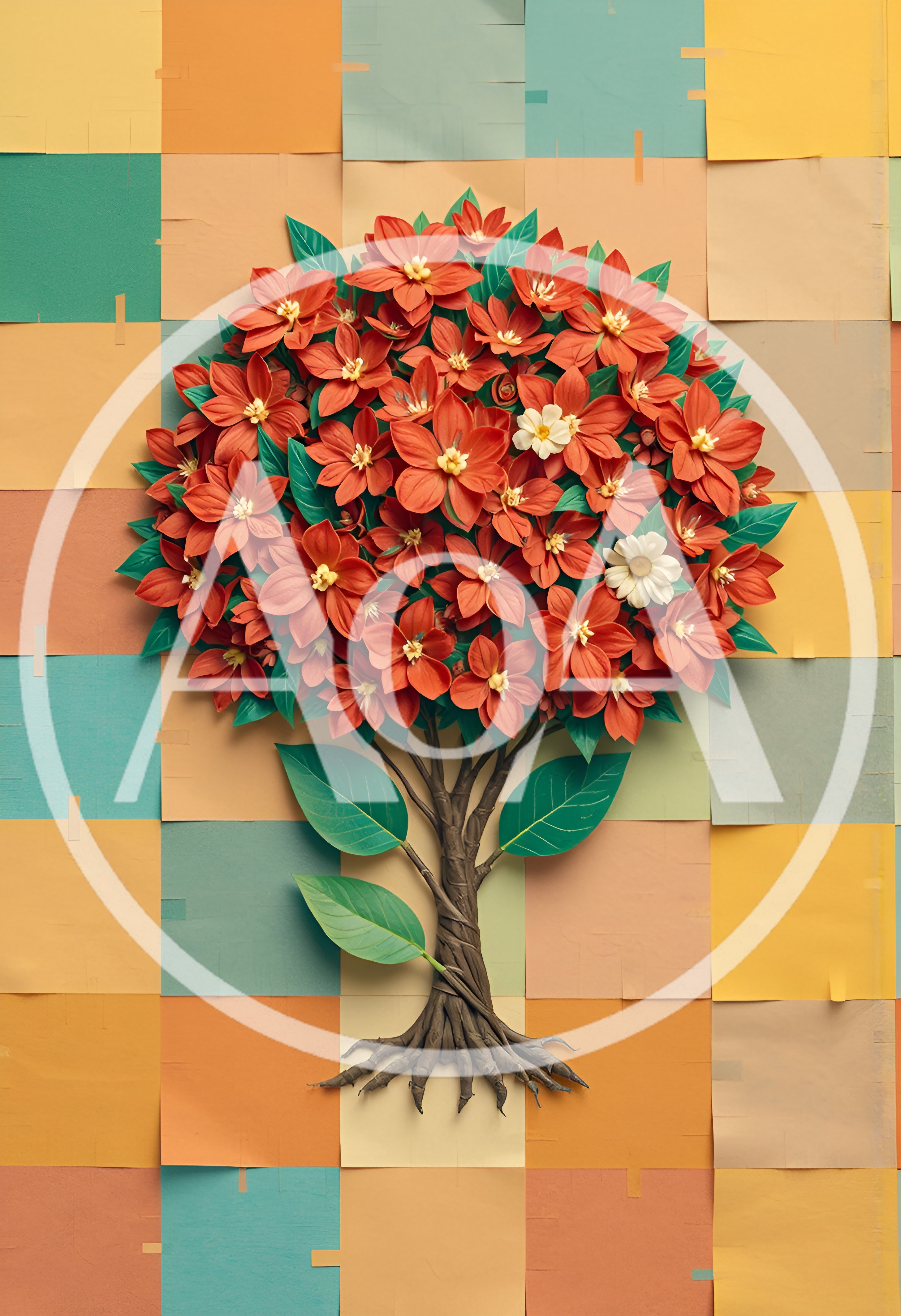 Paper Craft Tree With Red Flowers