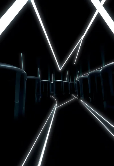 Abstract Futuristic Tunnel With Glowing Neon Light Lines