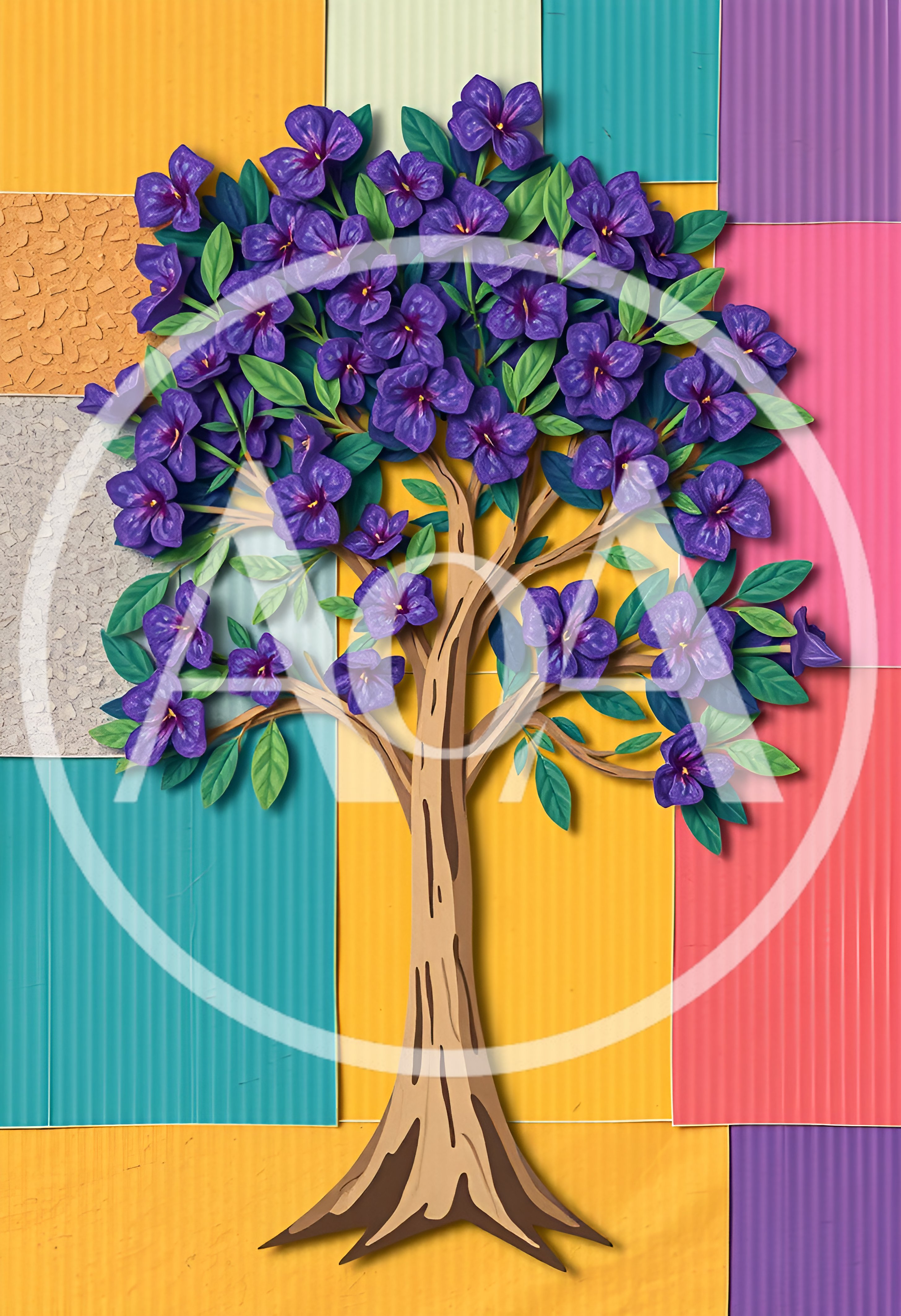 Paper Craft Tree With Purple Flowers