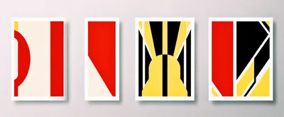 Four Abstract Art Prints Displayed On A Wall