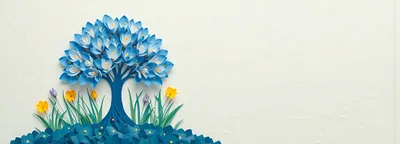 Paper Craft Tree With Blue Flowers