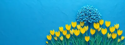 Paper Craft Yellow Tulips And Blue Flower Arrangement