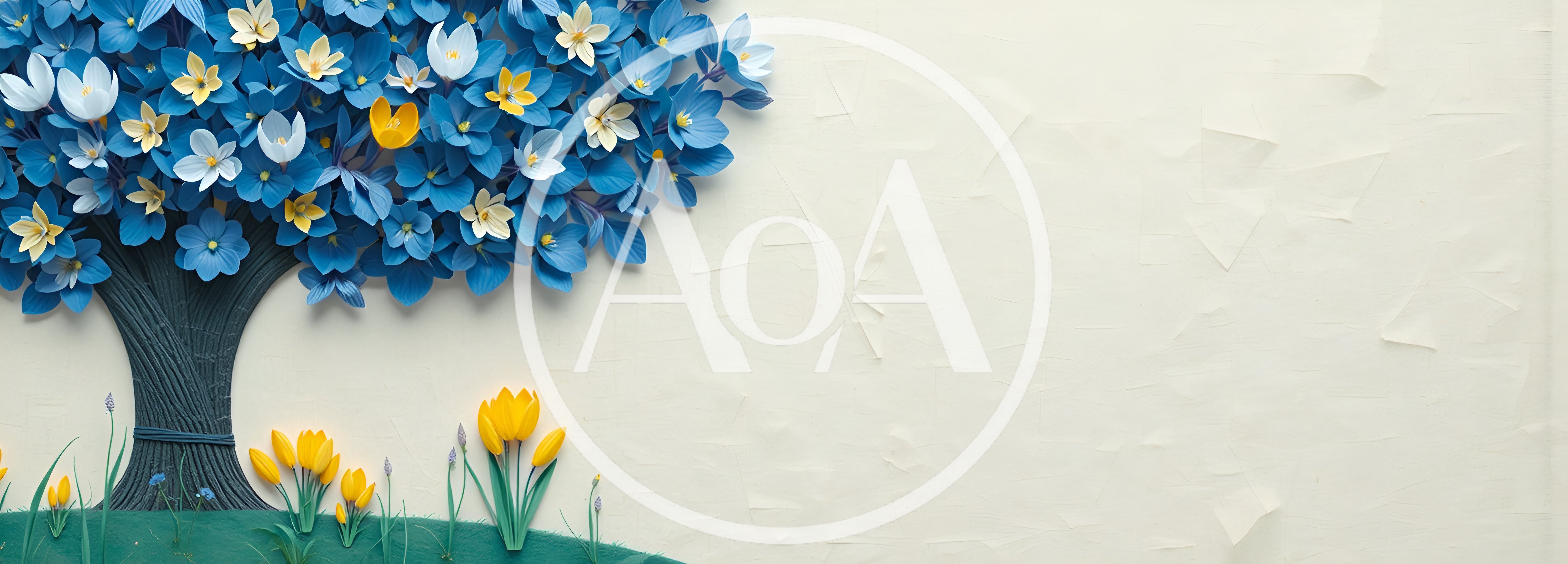 Paper Craft Tree With Blue And Yellow Flowers