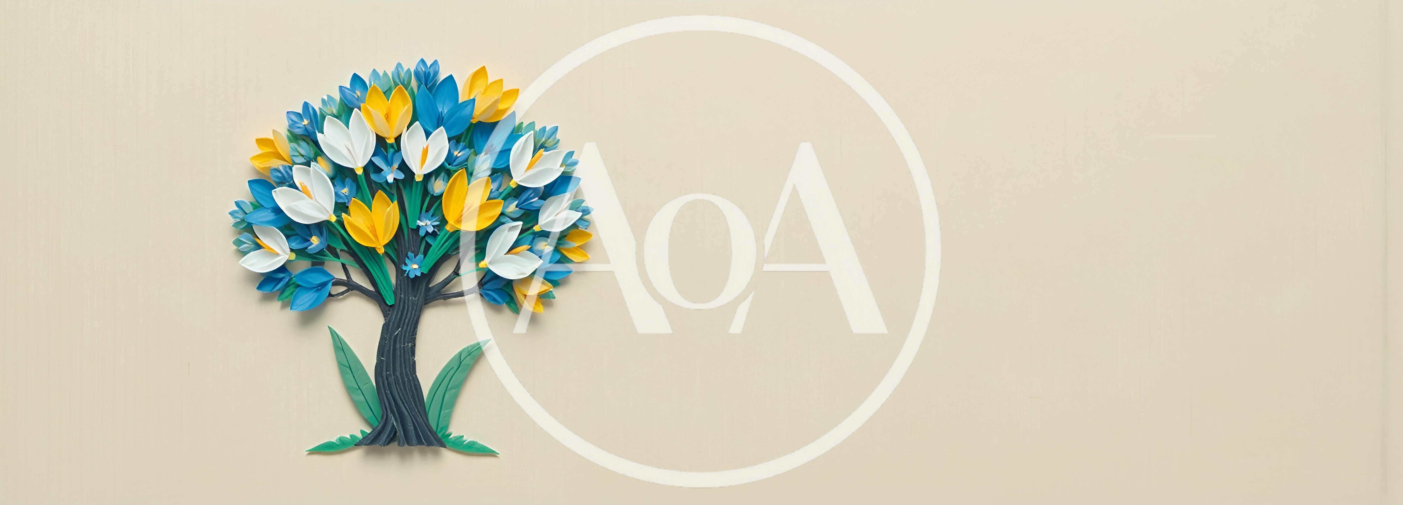 Paper Craft Tree With Blue Yellow And White Flowers