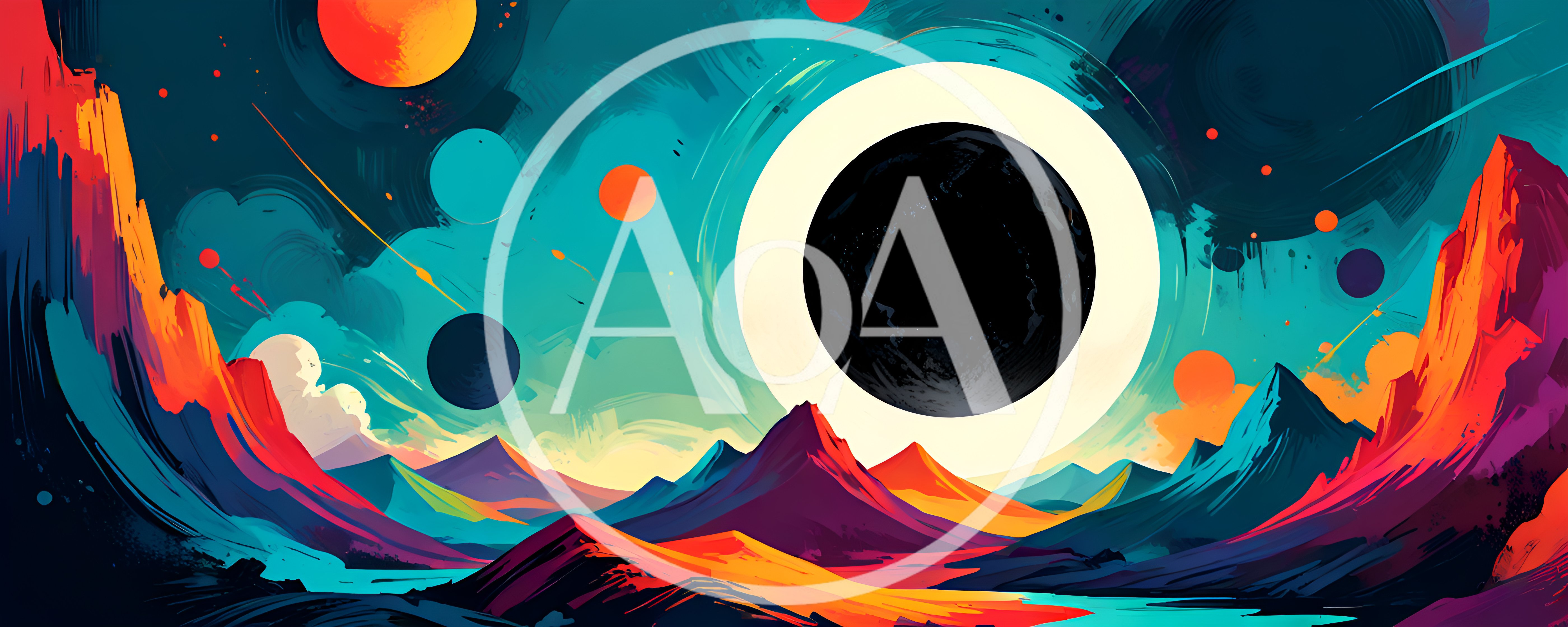 Abstract Surreal Landscape With Glowing Celestial Bodies