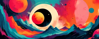 Abstract Surreal Landscape With Celestial Bodies