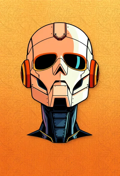 Stylized Robotic Android Head Portrait Illustration
