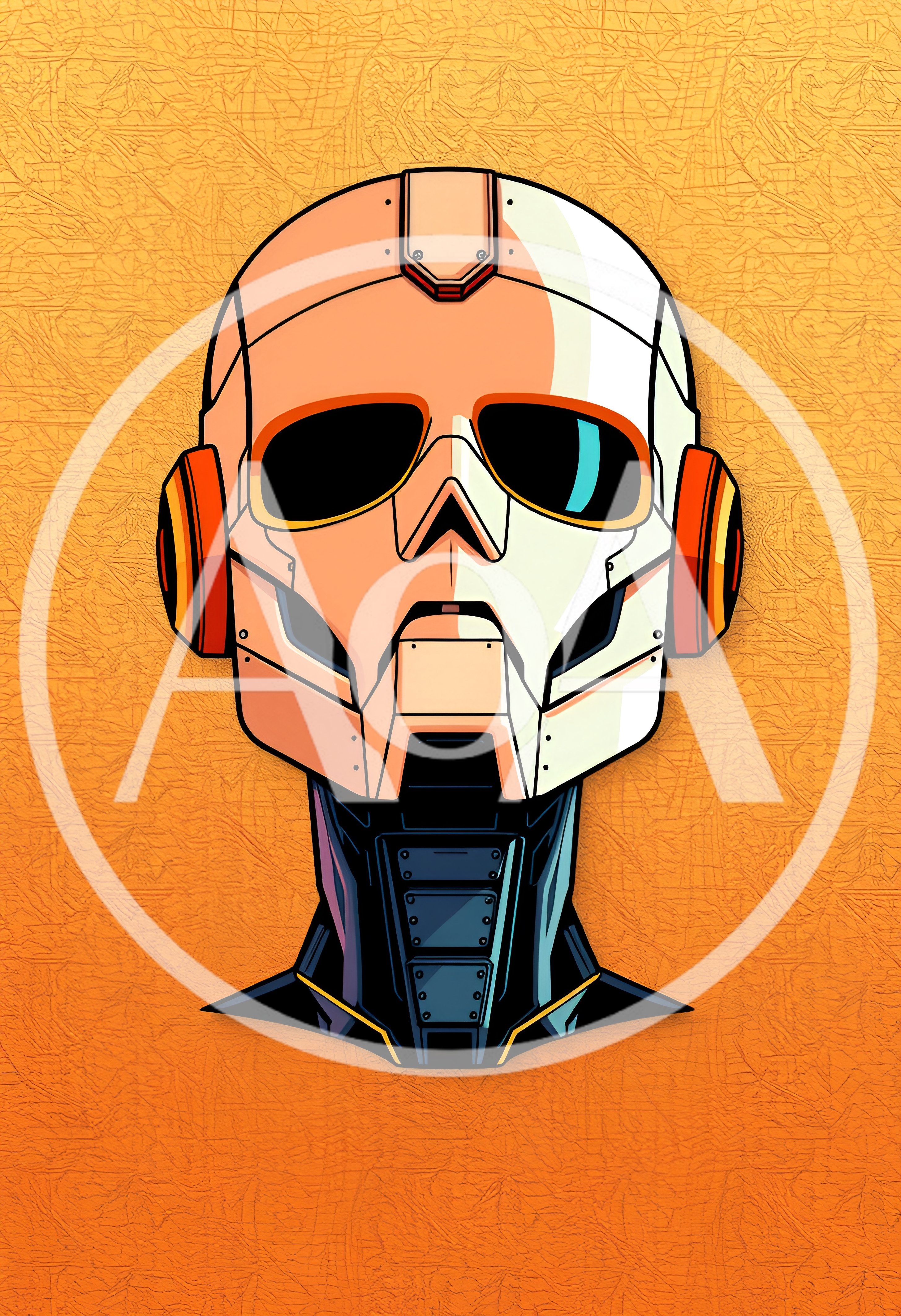 Stylized Robotic Android Head Portrait Illustration