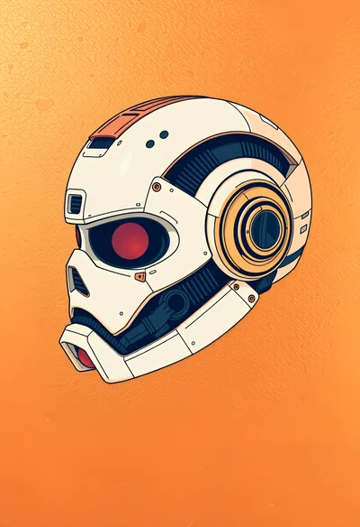 Futuristic Sci-Fi Robot Helmet Illustration