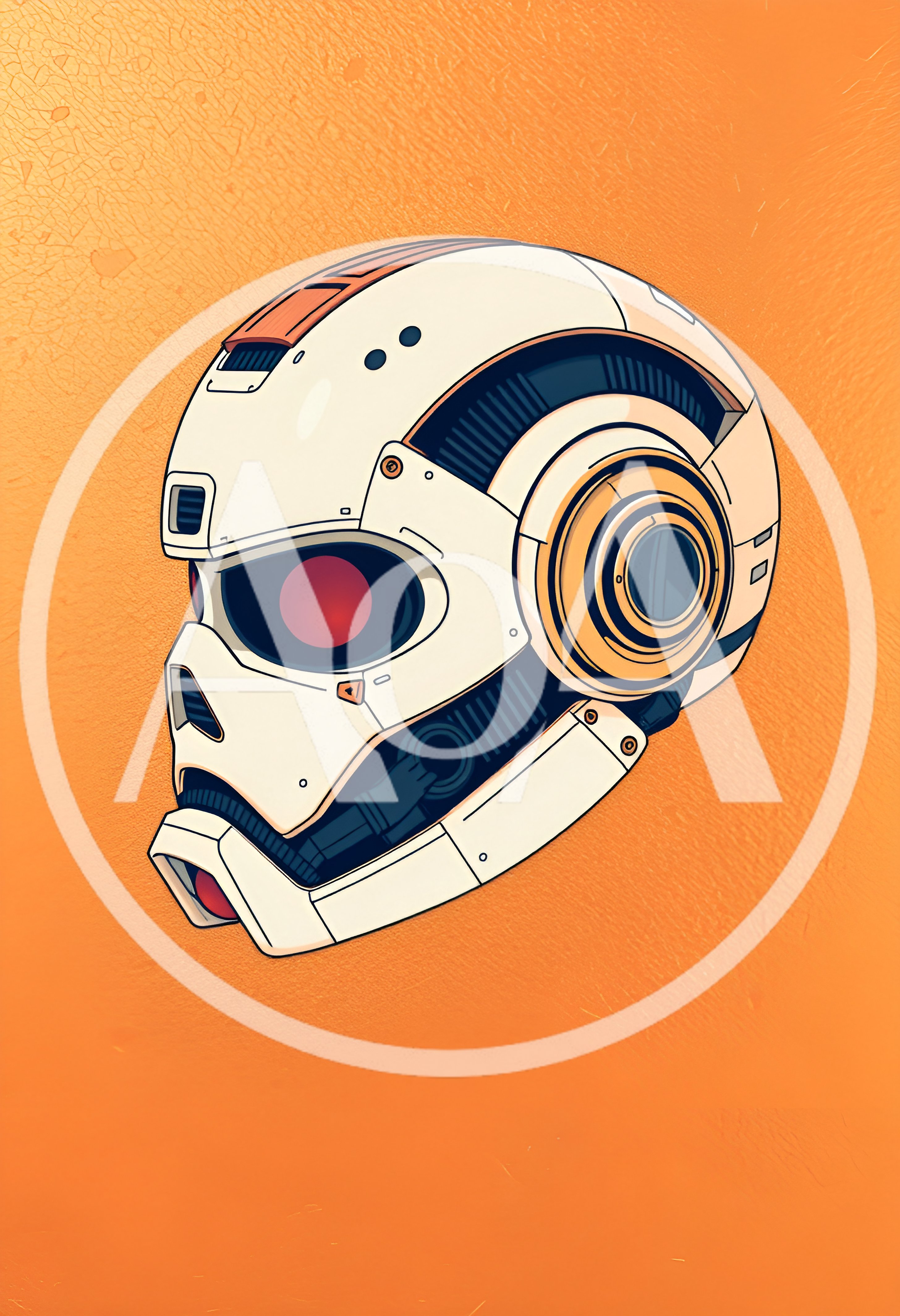 Futuristic Sci-Fi Robot Helmet Illustration