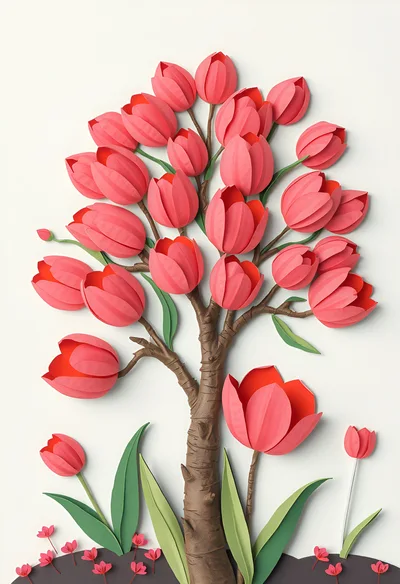 Paper Craft Tulip Tree Art Installation