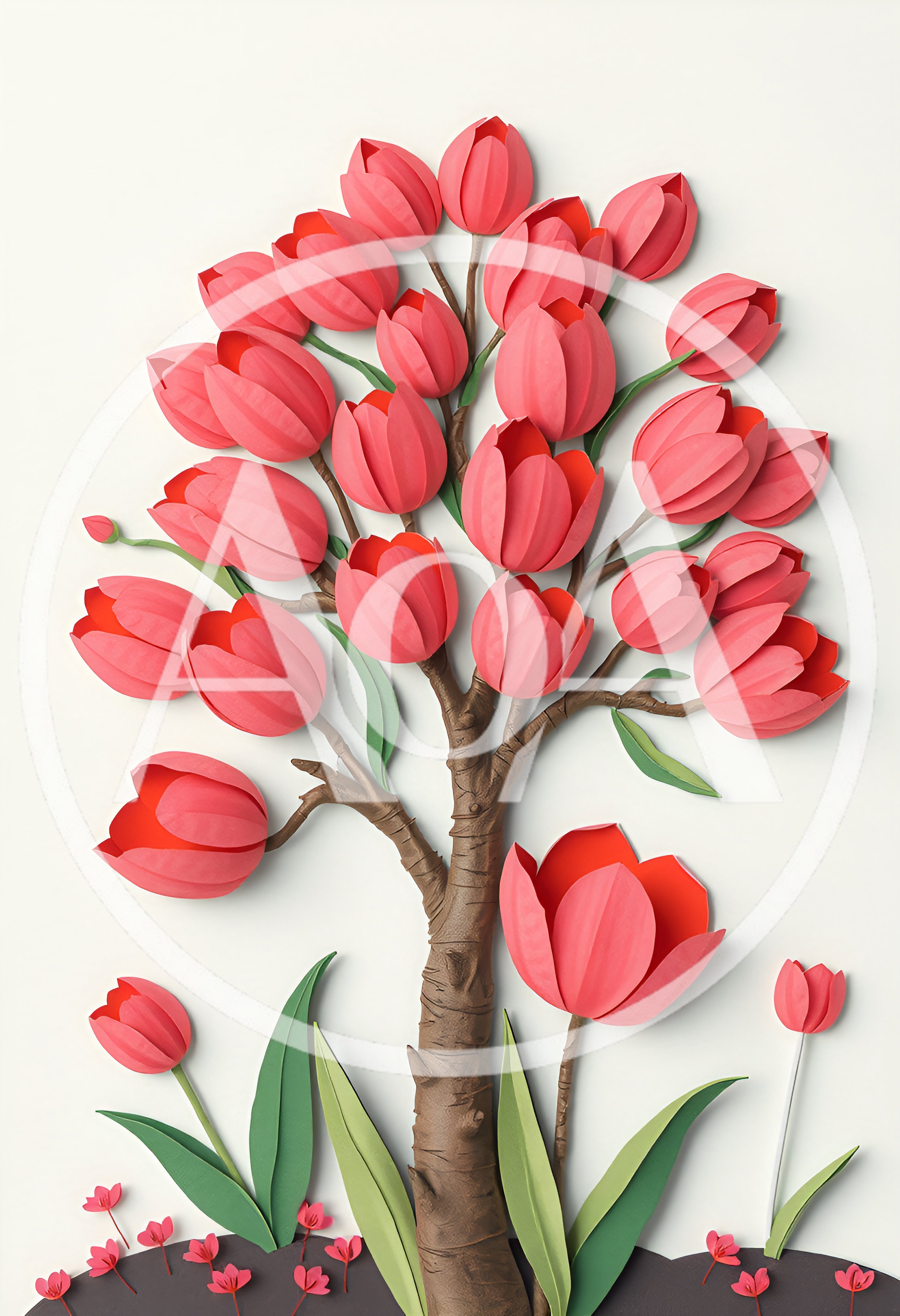 Paper Craft Tulip Tree Art Installation