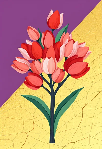 Stylized Red Tulip Bouquet Illustration