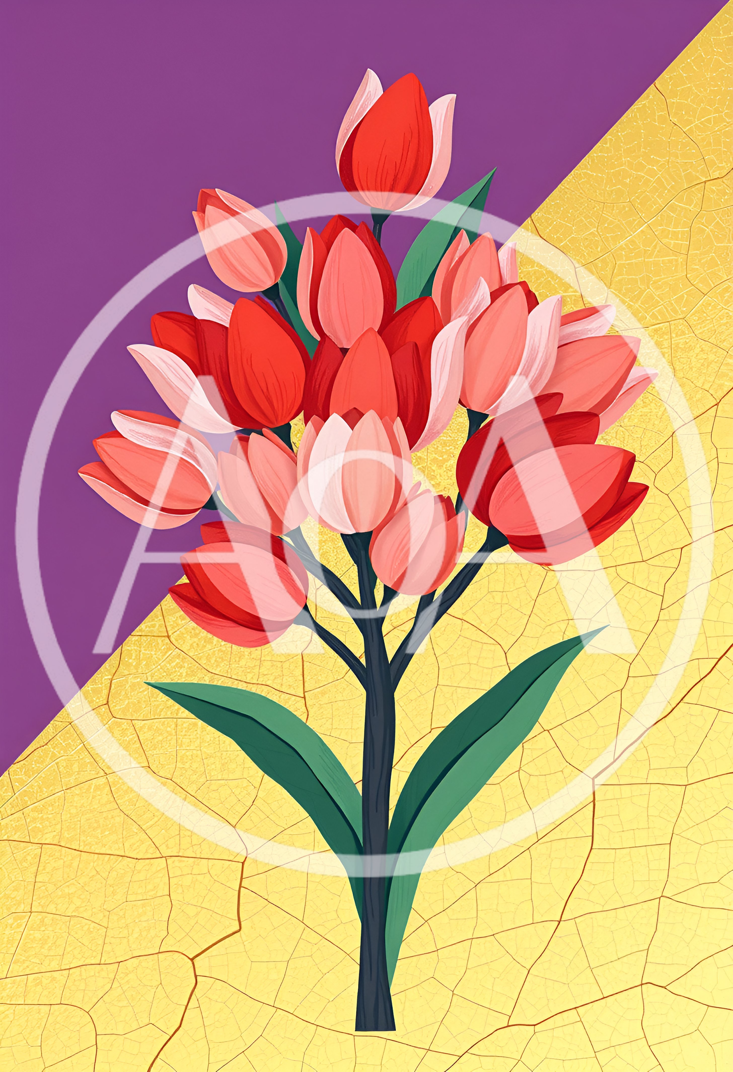 Stylized Red Tulip Bouquet Illustration