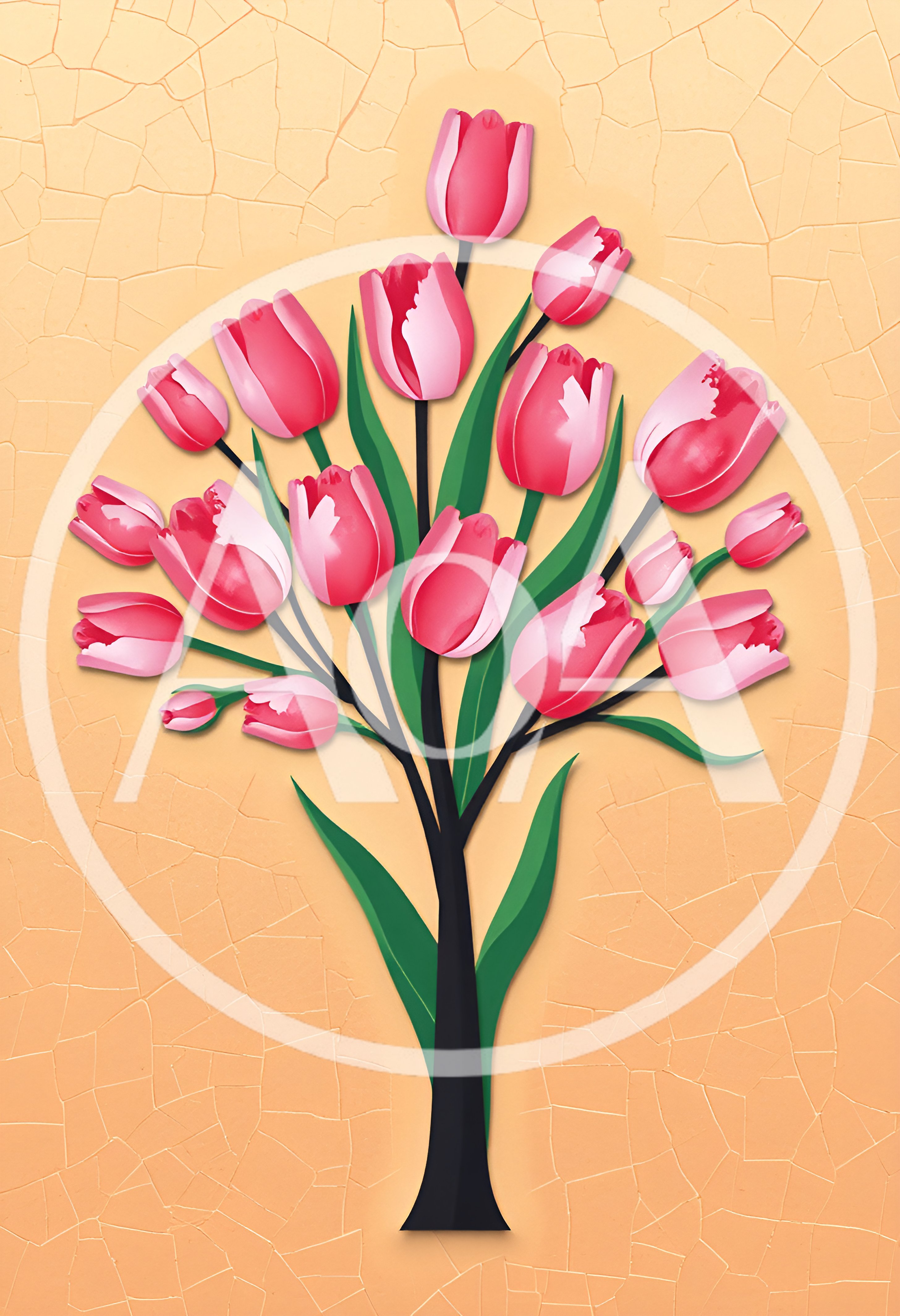 Stylized Pink Tulip Bouquet Illustration