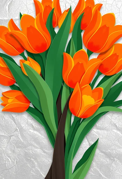 Stylized Orange Tulip Bouquet Illustration