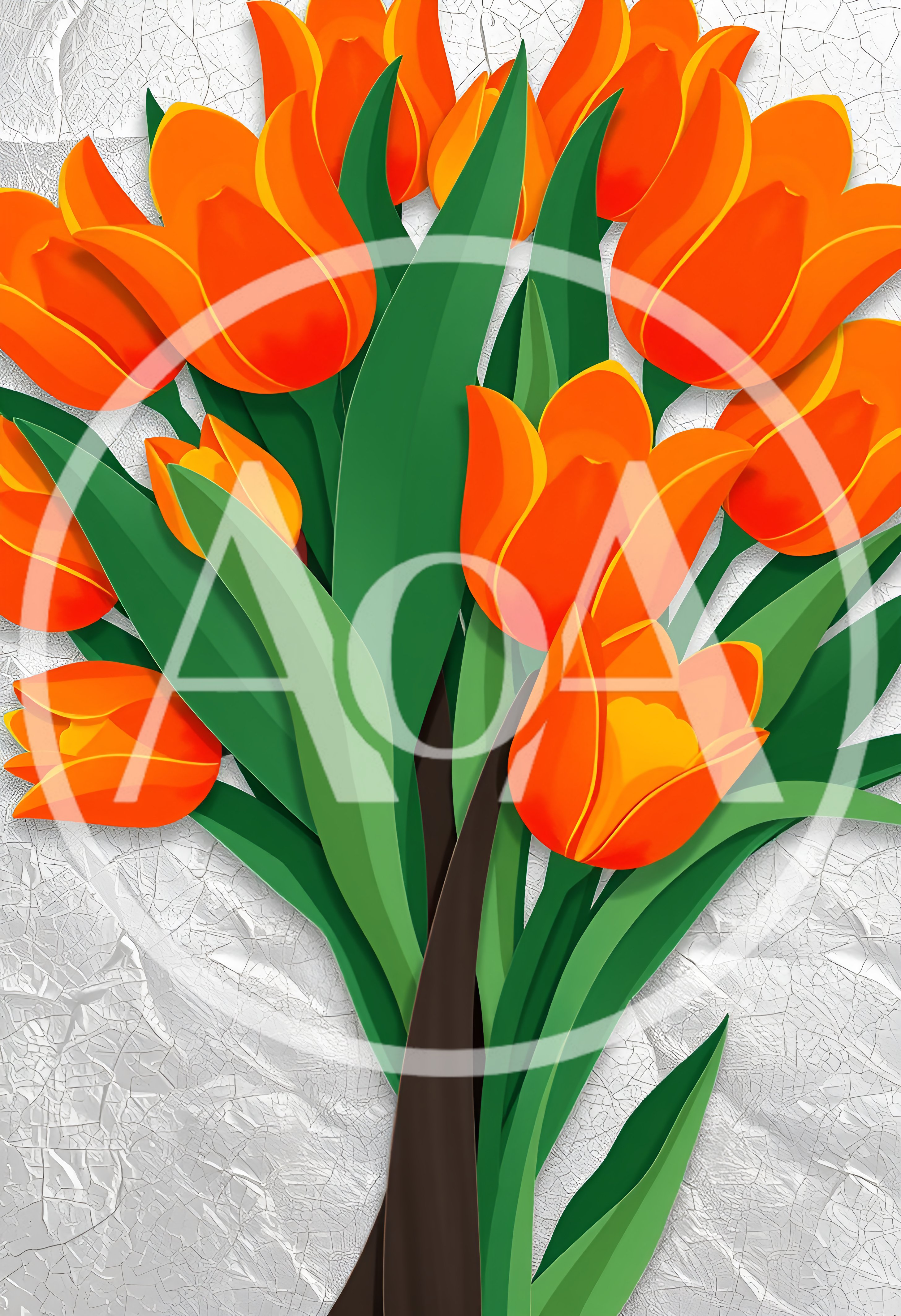 Stylized Orange Tulip Bouquet Illustration