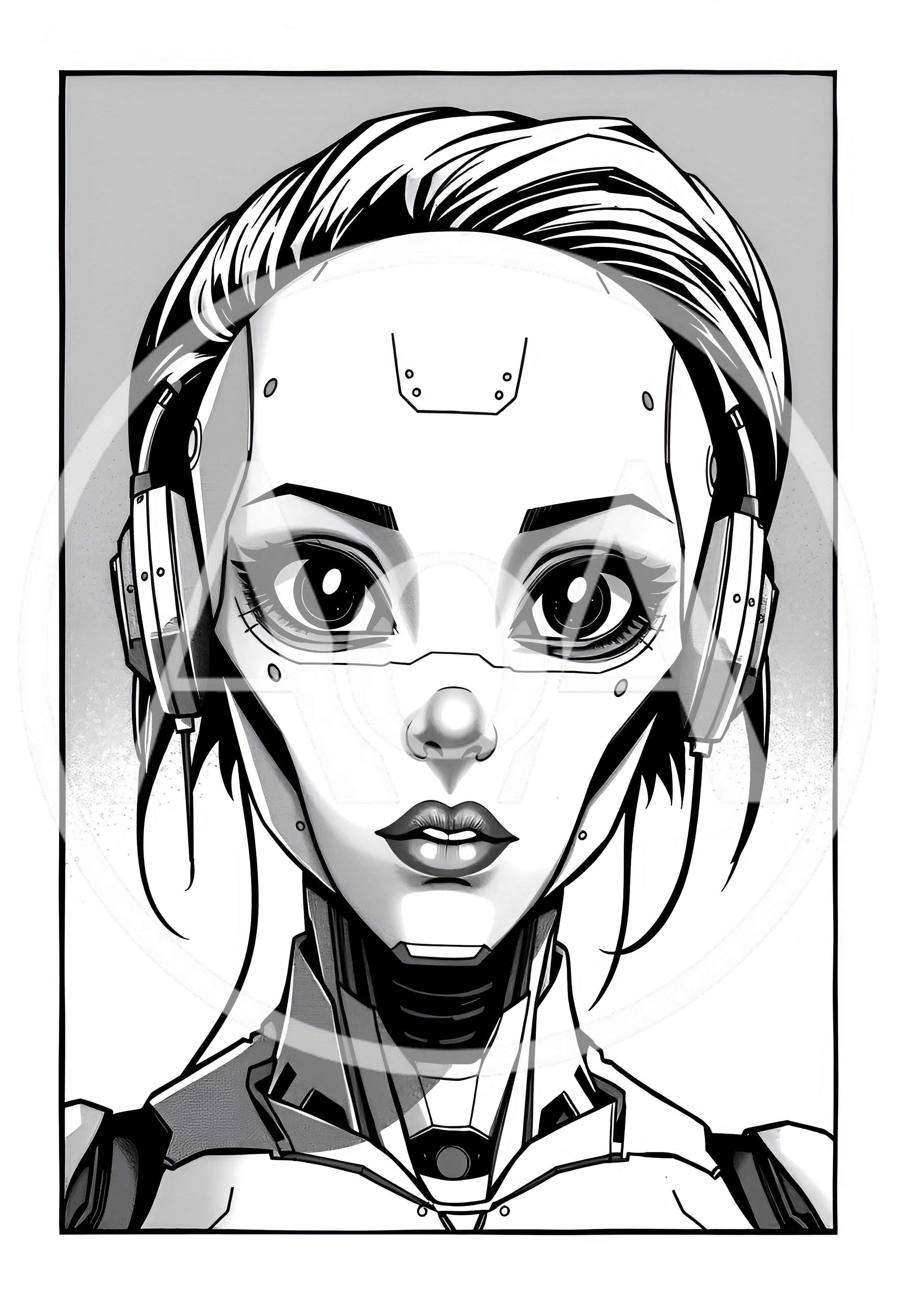 Portrait Of A Futuristic Cyborg Woman With Headphones