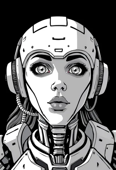 Portrait Of A Futuristic Female Cyborg Android