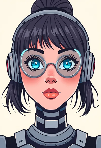 Digital Illustration Of A Cybernetic Female Character Portrait
