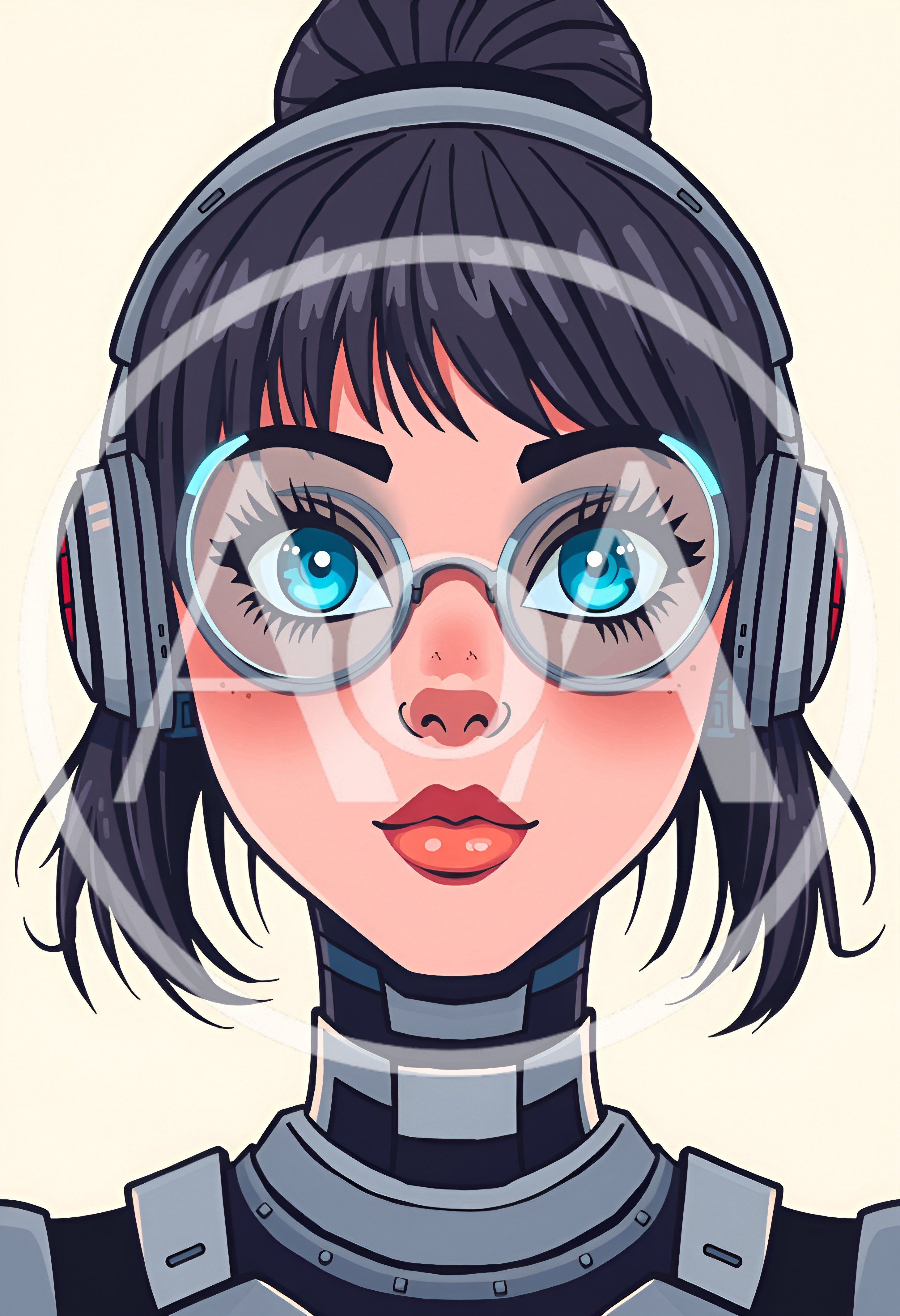 Digital Illustration Of A Cybernetic Female Character Portrait