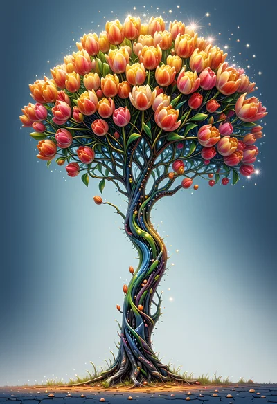 Magical Tulip Tree With Vibrant Flowers