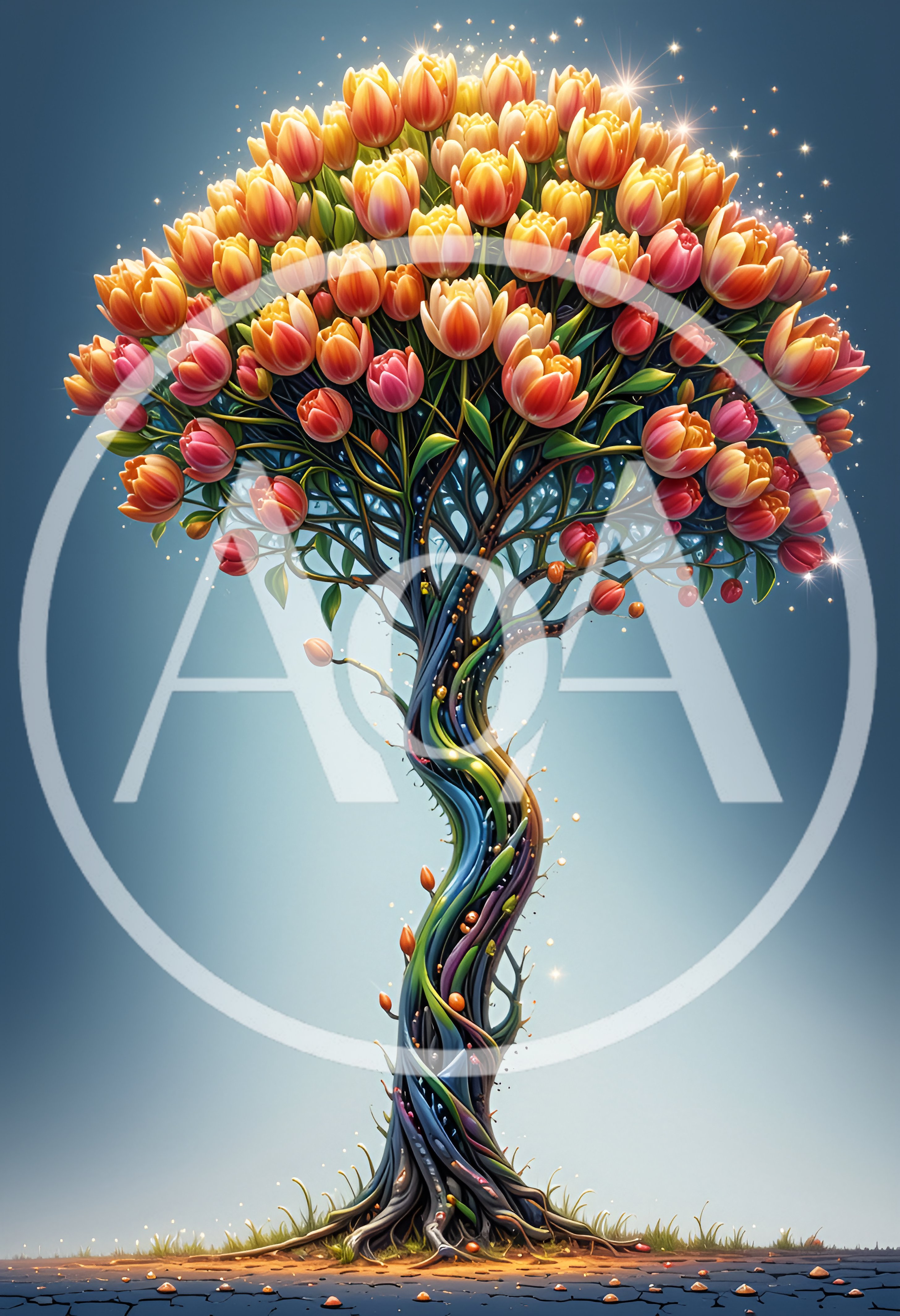 Magical Tulip Tree With Vibrant Flowers