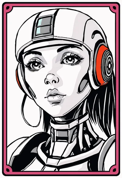 Stylized Portrait Of A Futuristic Cyborg Woman