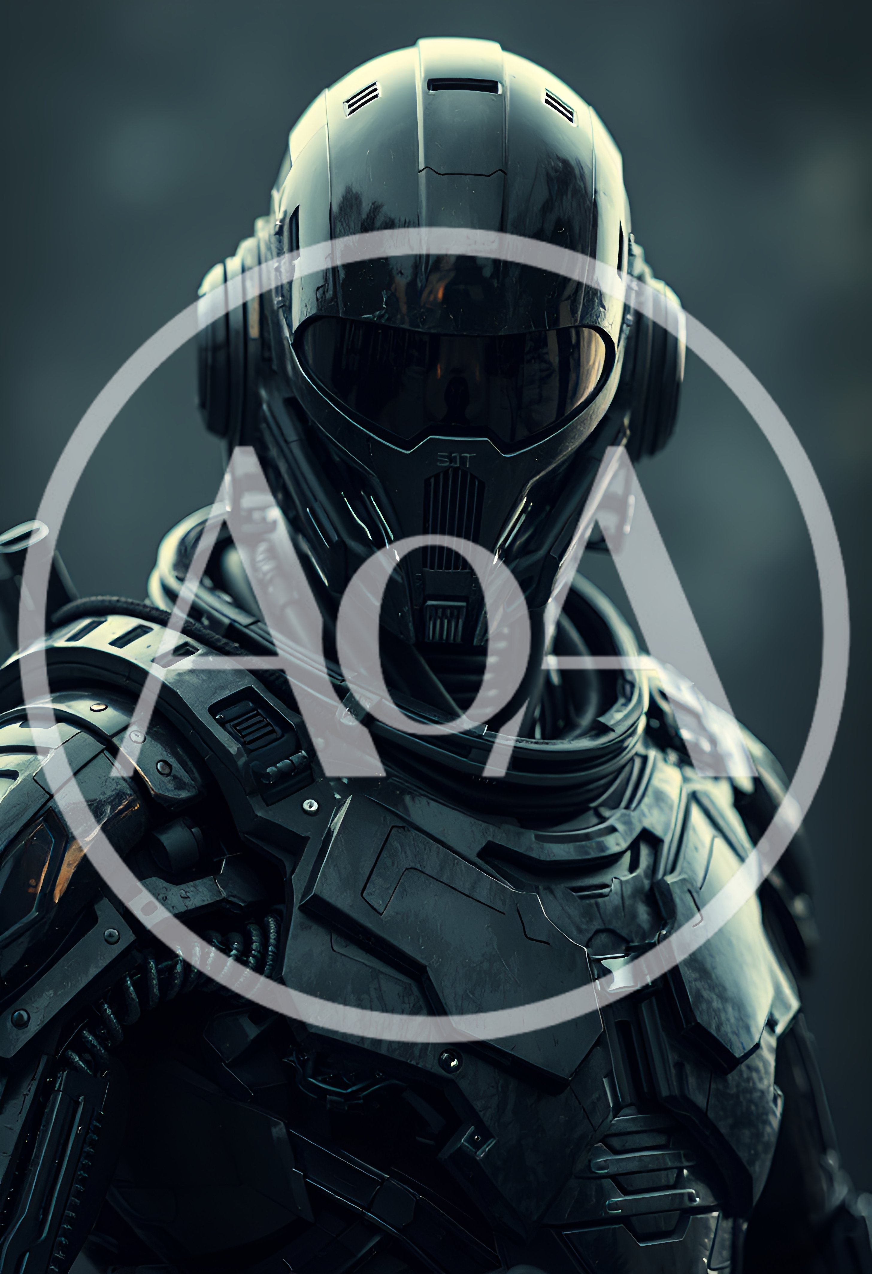 Futuristic Soldier In Tactical Black Combat Armor