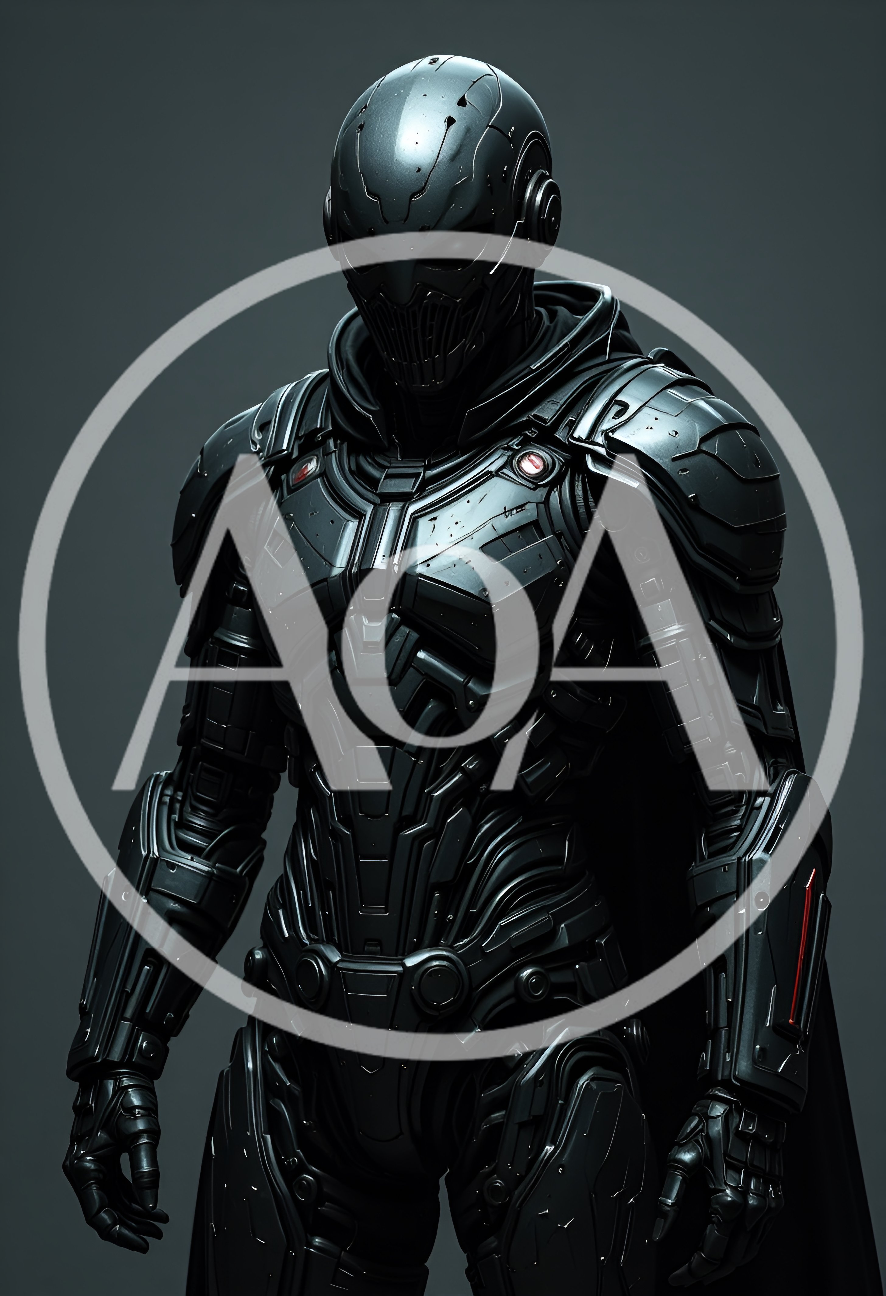 Futuristic Black Armored Soldier In Tactical Suit