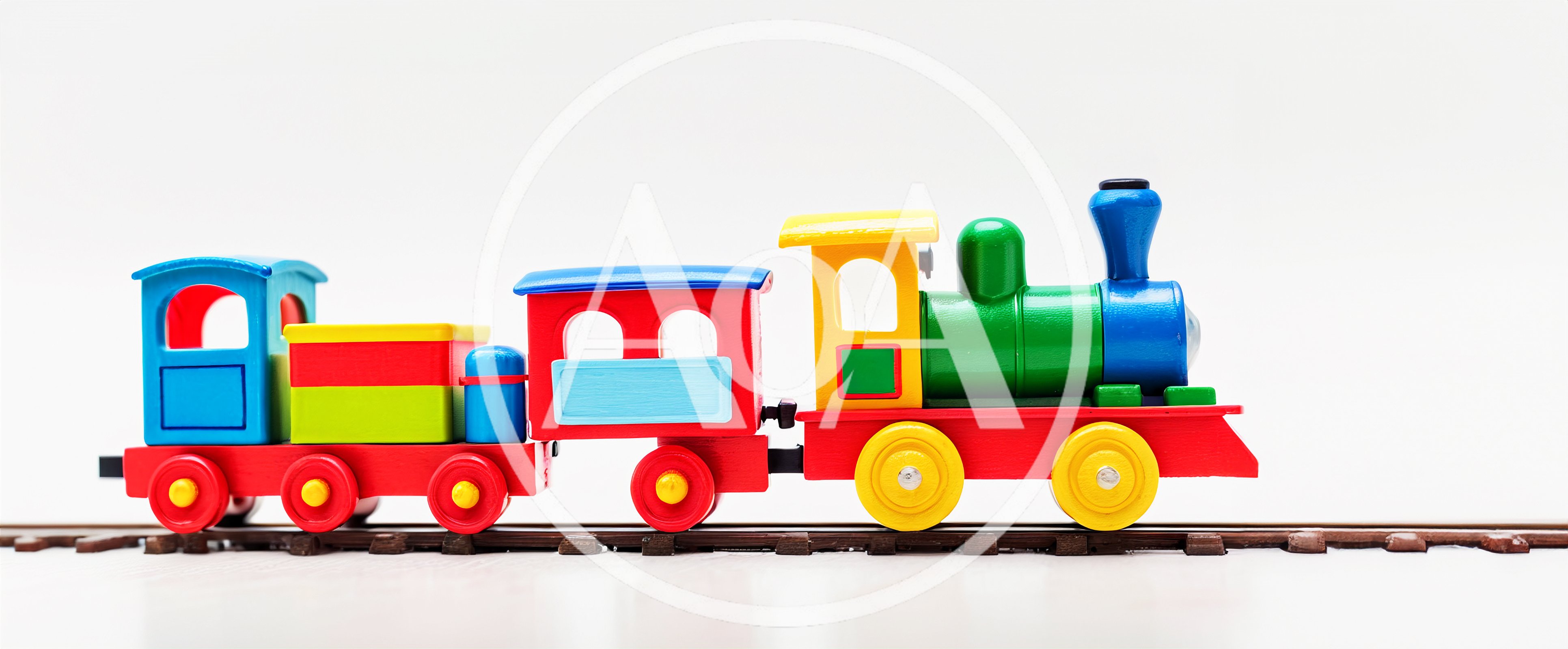 Colorful Wooden Toy Train On Tracks