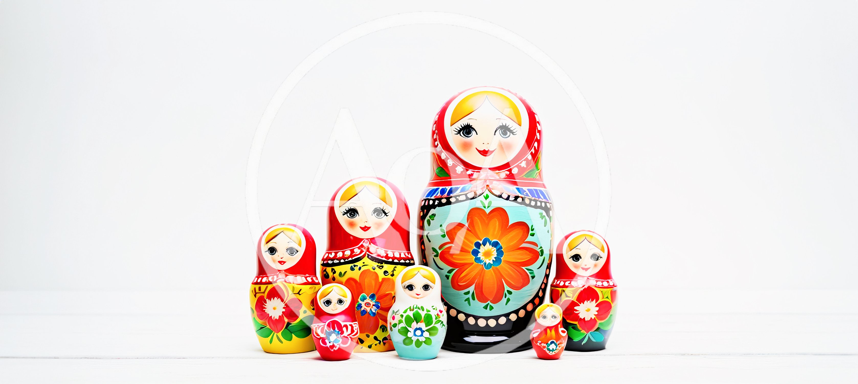 Set Of Traditional Russian Matryoshka Nesting Dolls