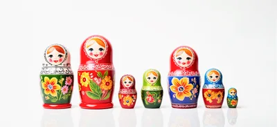 Set Of Six Traditional Russian Matryoshka Nesting Dolls