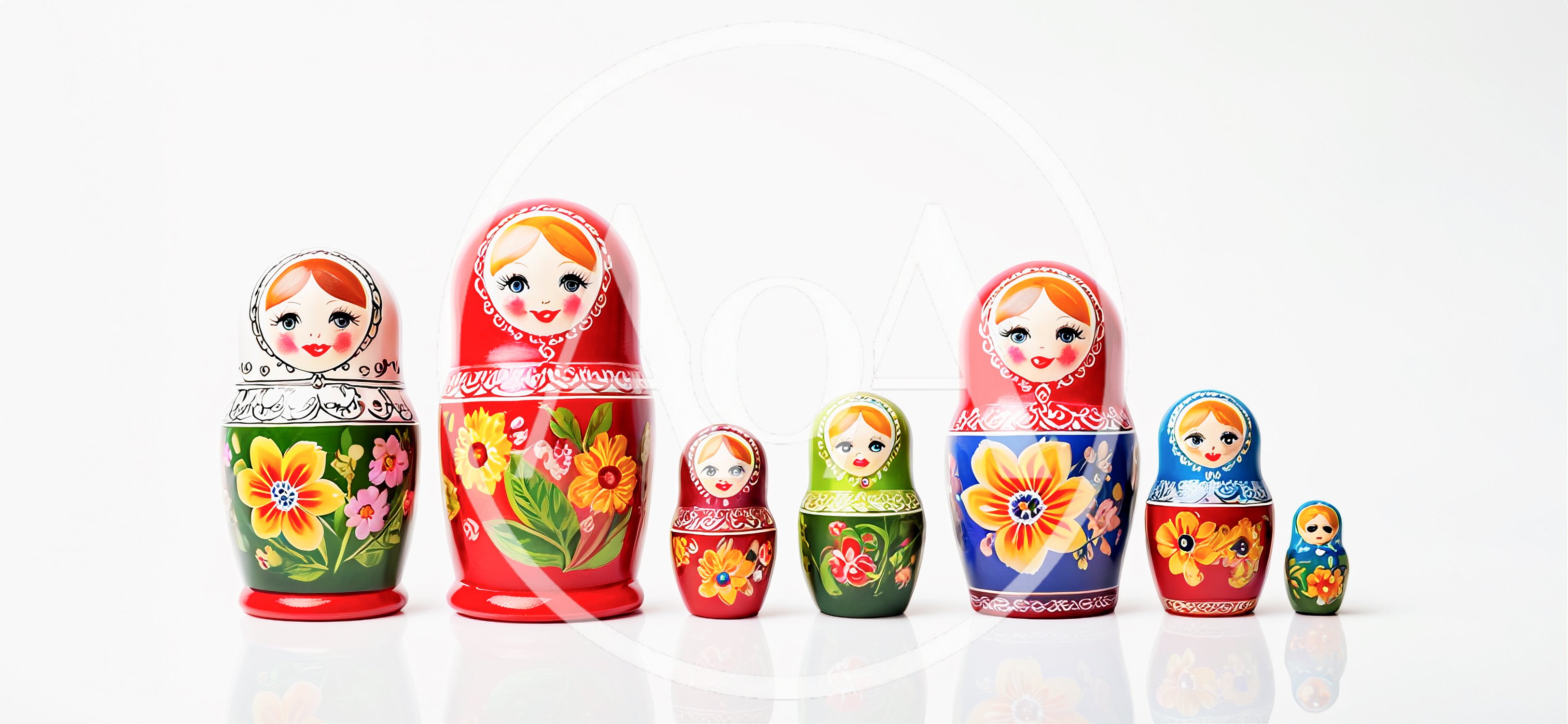 Set Of Six Traditional Russian Matryoshka Nesting Dolls