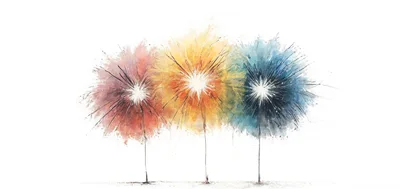 Abstract Painting Of Three Colorful Dandelion Flowers