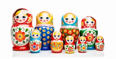 Set Of Traditional Russian Matryoshka Nesting Dolls