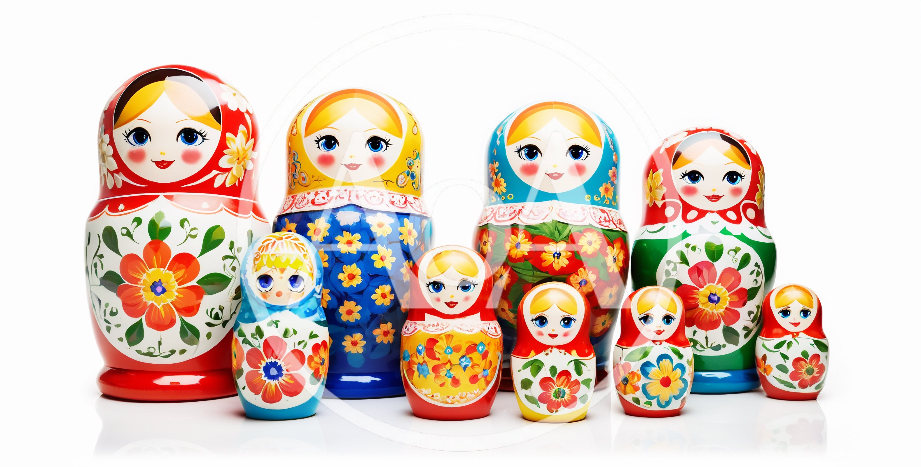 Set Of Traditional Russian Matryoshka Nesting Dolls