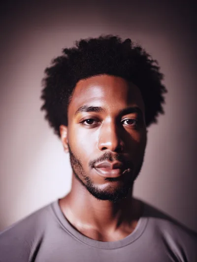 Portrait Of A Young Black Man With Afro Hair