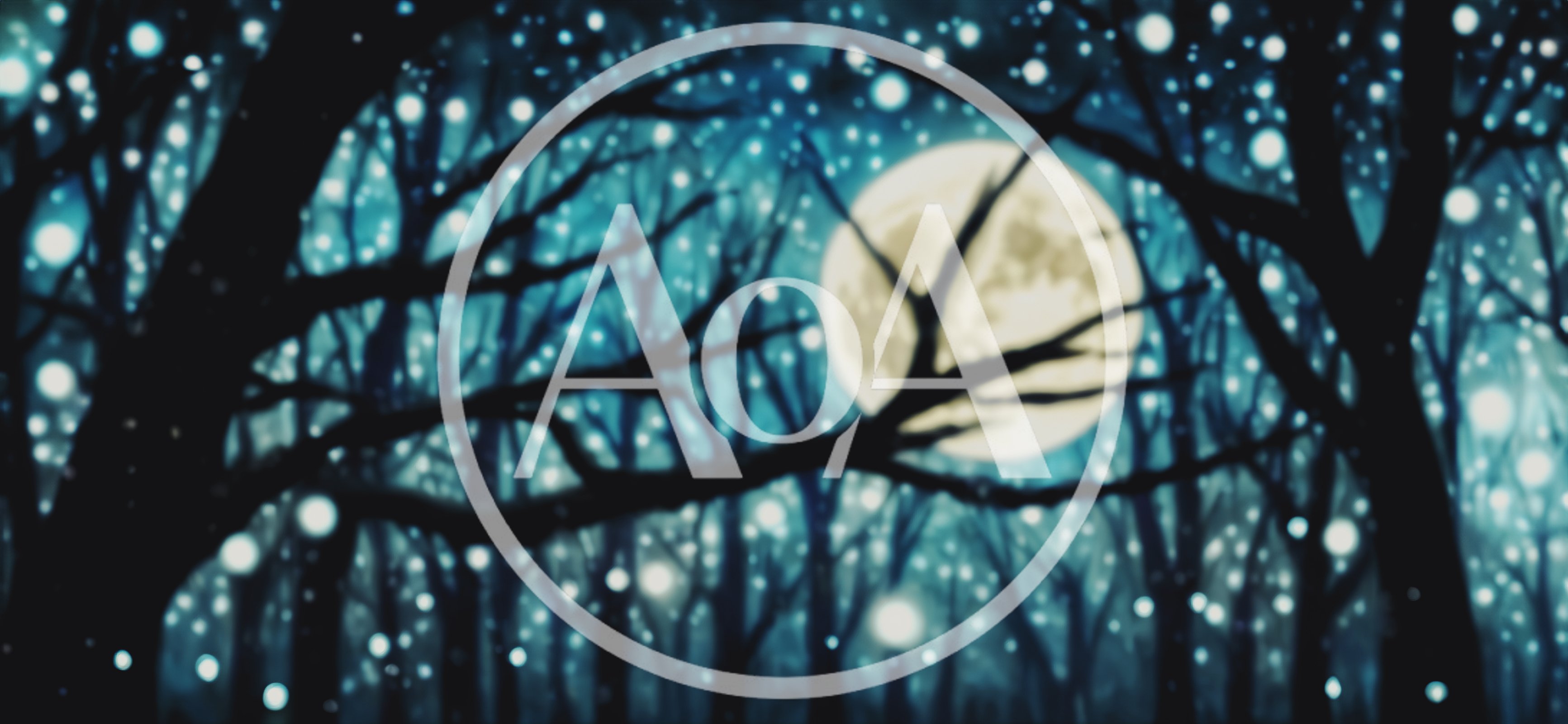 Full Moon Shining Through Dark Forest Trees