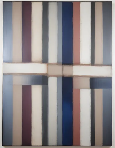 Abstract Painting With Vertical And Horizontal Color Stripes